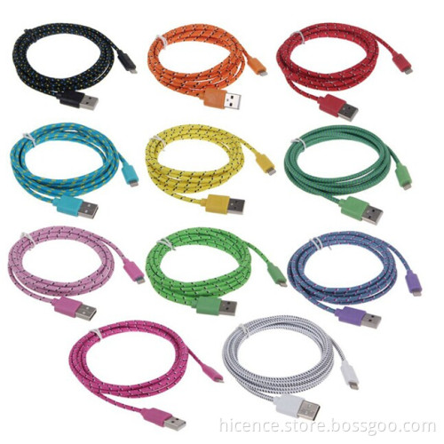 Fabric Braided Micro USB Data Charger Cord for Samsung S5/ S4/S3/S2, etc.